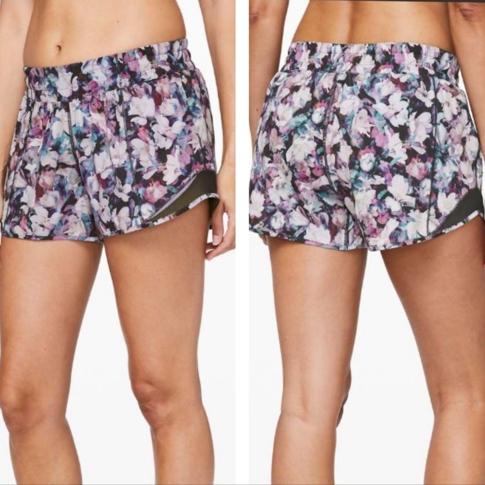 Lululemon Hotty Hot Short floral mesh trim size  6 tall